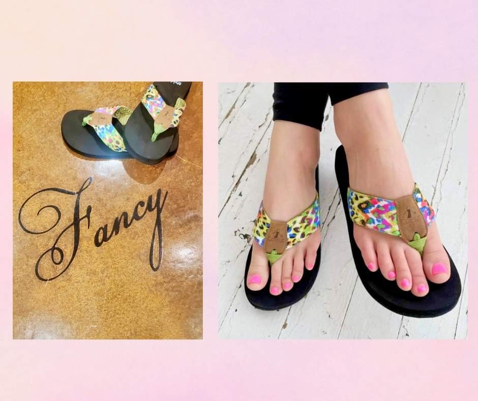 Multi Leopard Flip Flops