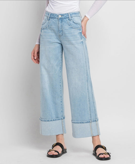 Super high rise cuffed baggy wide jean by Flying Monkey